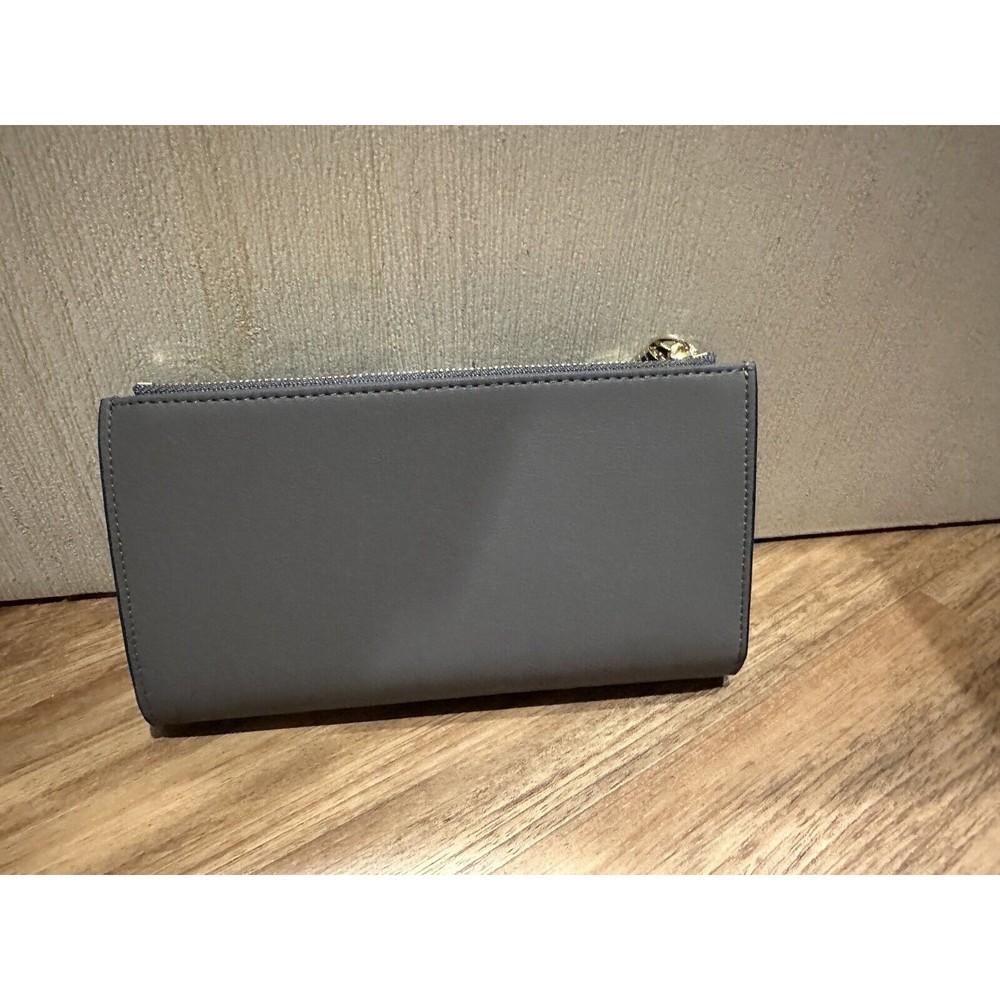 Travelambo RFID Women’s Trifold Clutch Wallet w/ Wristlet Strap - GREY - New